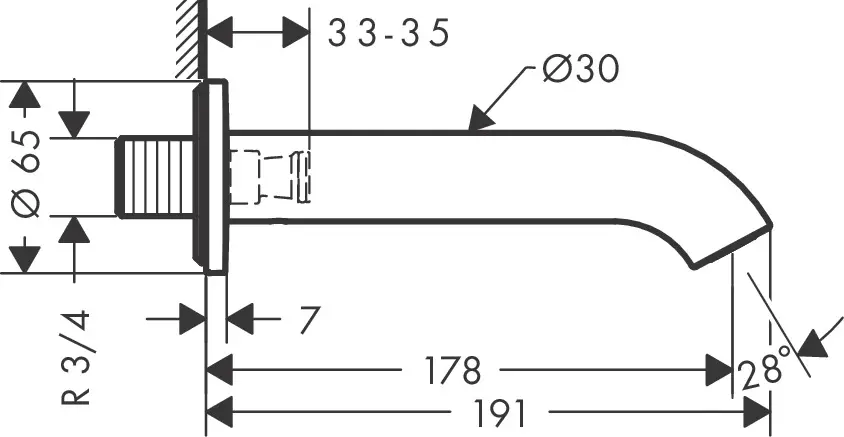 Axor - Uno - Kádkifolyó - 38411670 – 2. kép