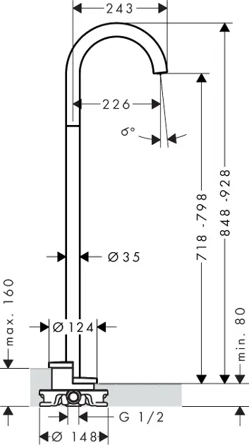 Axor - Uno - Kádkifolyó - 38412000 – 2. kép