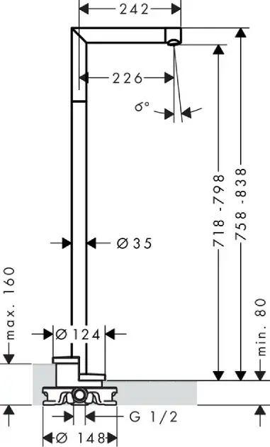 Axor - Uno - Kádkifolyó - 45412820 – 2. kép