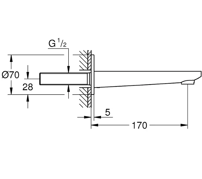Grohe - Lineare - Kádkifolyó - 13383001 – 2. kép