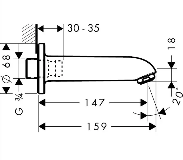 Hansgrohe - Focus E2 - Kádkifolyó - 13414000 – 2. kép