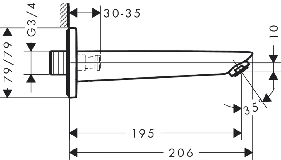 Hansgrohe - Logis - Kádkifolyó - 71410000 – 2. kép