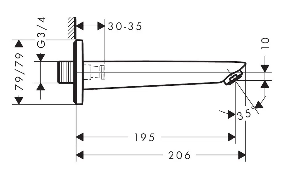 Hansgrohe - Logis - Kádkifolyó - 71410670 – 2. kép