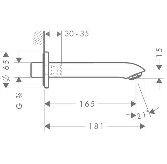 Hansgrohe - Metris New - Kádkifolyó - 31494000 – 2. kép