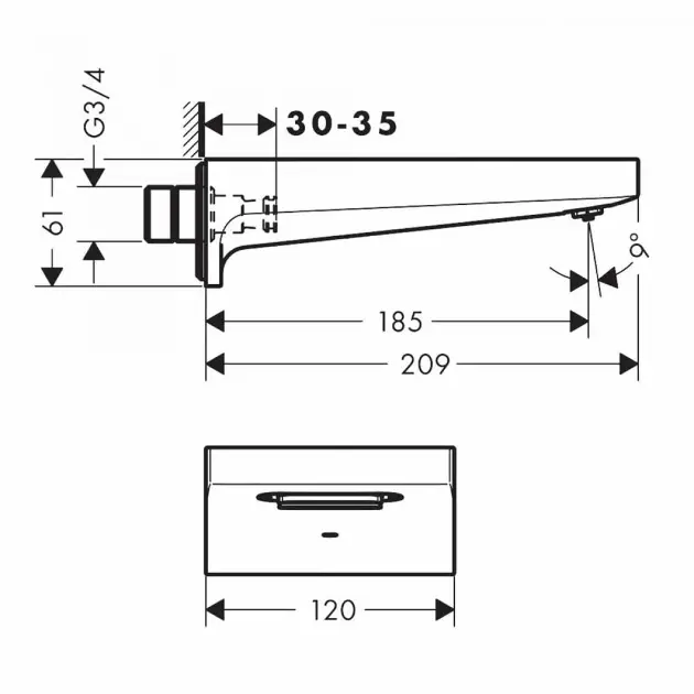 Hansgrohe - Metropol - Kádkifolyó - 32543000 – 2. kép