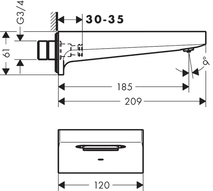 Hansgrohe - Metropol - Kádkifolyó - 32543140 – 2. kép