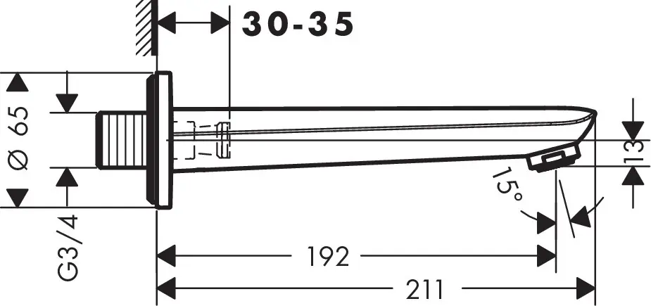 Hansgrohe - Novus - Kádkifolyó - 71320000 – 2. kép