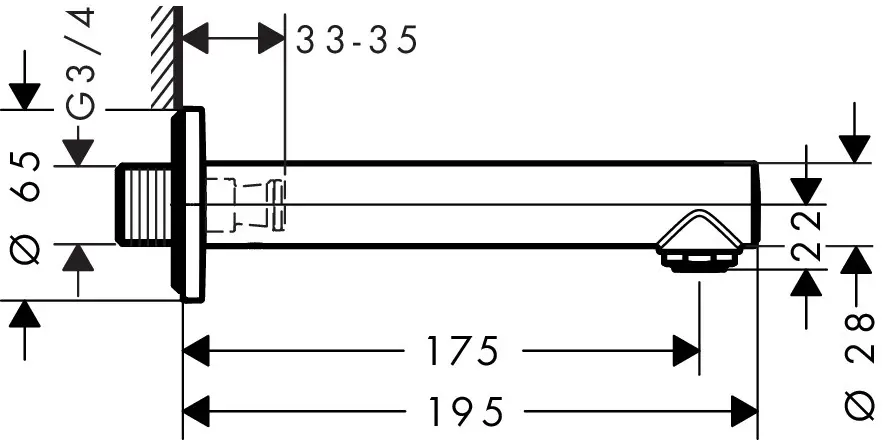 Hansgrohe - Talis S - Kádkifolyó - 72410000 – 2. kép