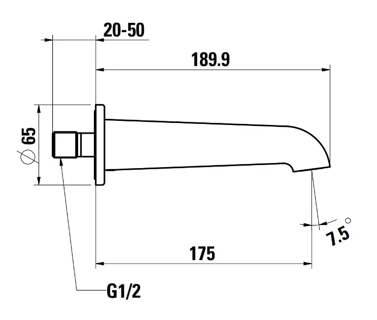 Laufen - Pure - Kádkifolyó - HF901771428000 – 2. kép