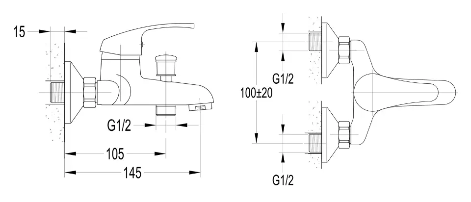 Aqualine - 50 - Kádtöltő csaptelep - 52158 – 2. kép