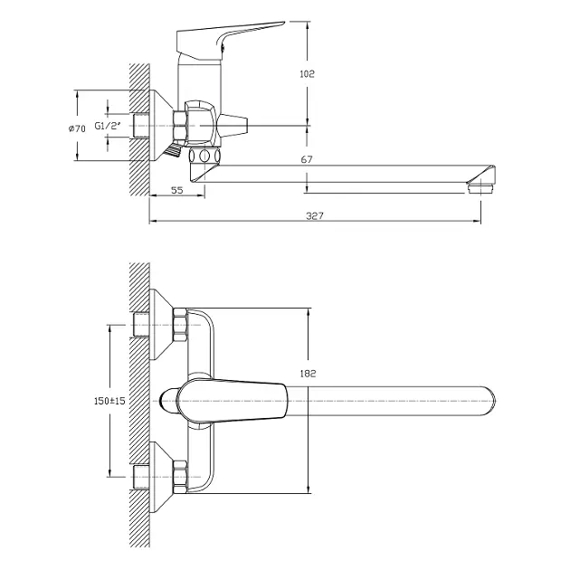 Aqualine - Lotta - Kádtöltő csaptelep - LT640 – 2. kép