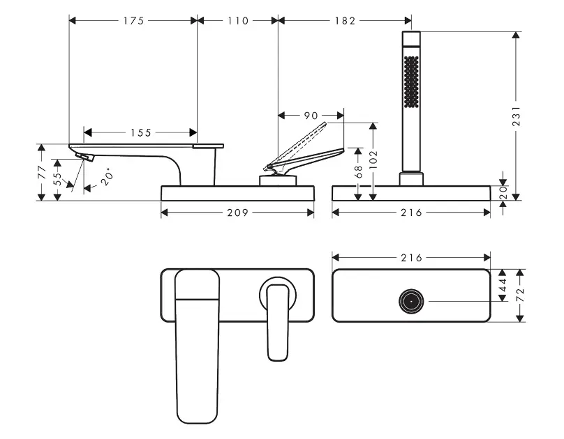 Axor - Citterio C - Kádtöltő csaptelep - 49431000 – 2. kép