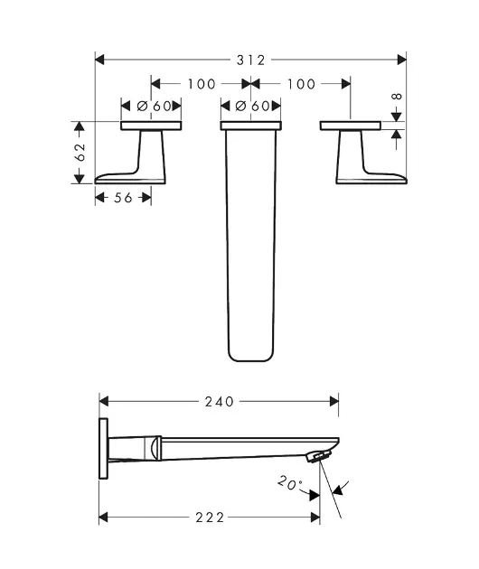 Axor - Citterio C - Kádtöltő csaptelep - 49483000 – 2. kép