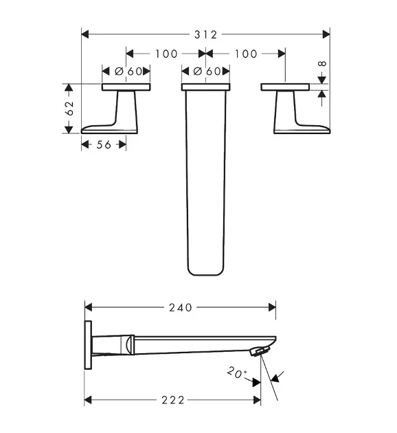 Axor - Citterio C - Kádtöltő csaptelep - 49483340 – 2. kép