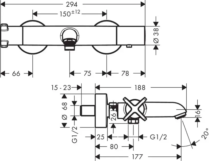 Axor - Citterio E - Kádtöltő csaptelep - 36140000 – 2. kép