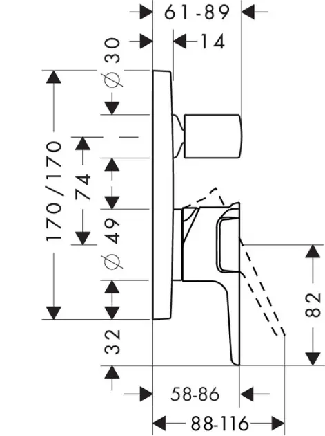 Axor - Citterio E - Kádtöltő csaptelep - 36455000 – 2. kép