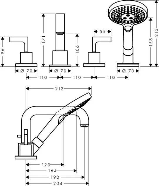 Axor - Citterio - Kádtöltő csaptelep - 39446000 – 2. kép