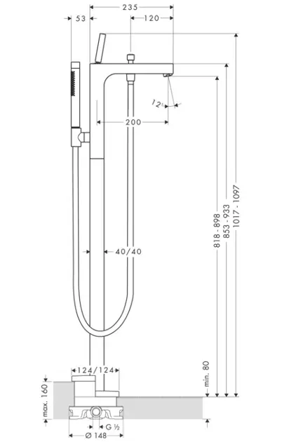 Axor - Citterio - Kádtöltő csaptelep - 39451000 – 2. kép