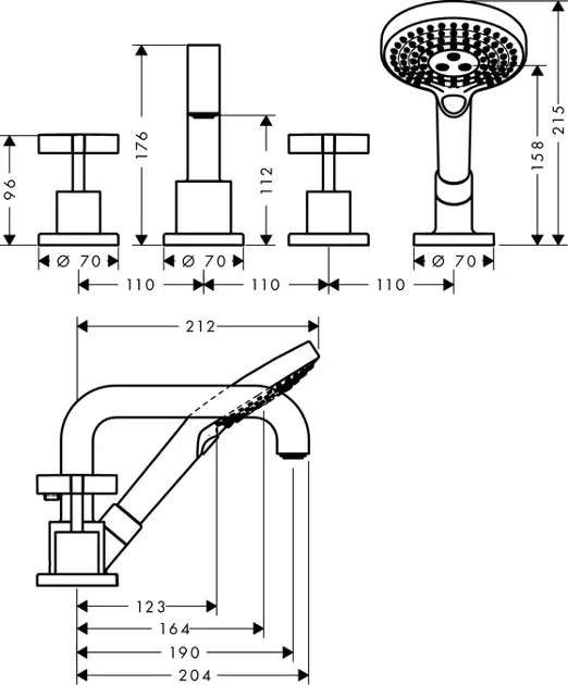 Axor - Citterio - Kádtöltő csaptelep - 39453000 – 2. kép