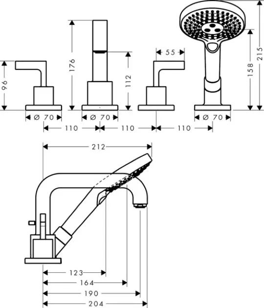 Axor - Citterio - Kádtöltő csaptelep - 39454000 – 2. kép