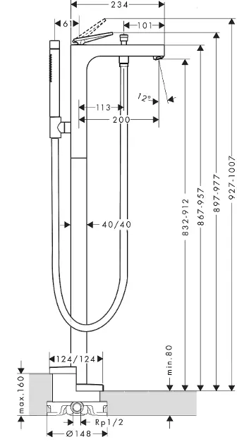Axor - Citterio - Kádtöltő csaptelep - 39471000 – 2. kép