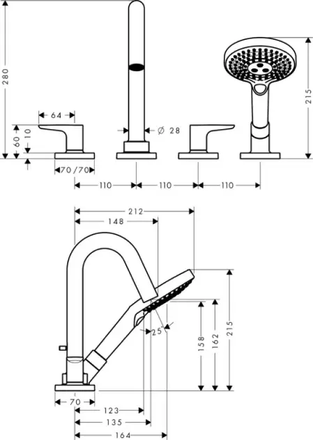 Axor - Citterio M - Kádtöltő csaptelep - 34444000 – 2. kép