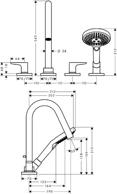 Axor - Citterio M - Kádtöltő csaptelep - 34454000 – 2. kép