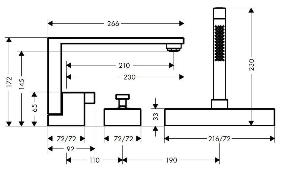 Axor - Edge - Kádtöltő csaptelep - 46431000 – 2. kép