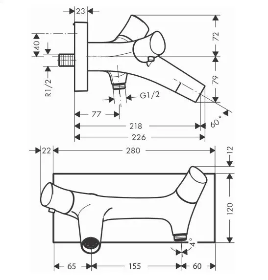 Axor - Starck Organic - Kádtöltő csaptelep - 12410000 – 2. kép