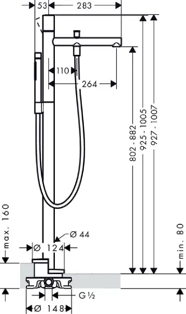 Axor - Uno - Kádtöltő csaptelep - 45416000 – 2. kép