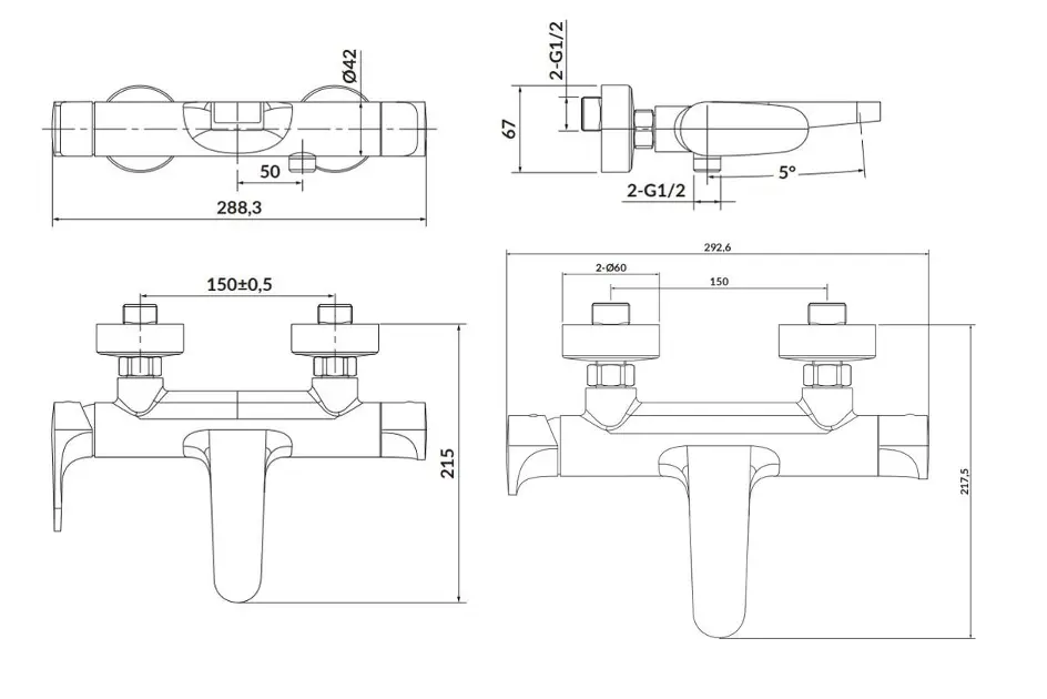 Cersanit - Inverto - Kádtöltő csaptelep - S951-312 – 2. kép