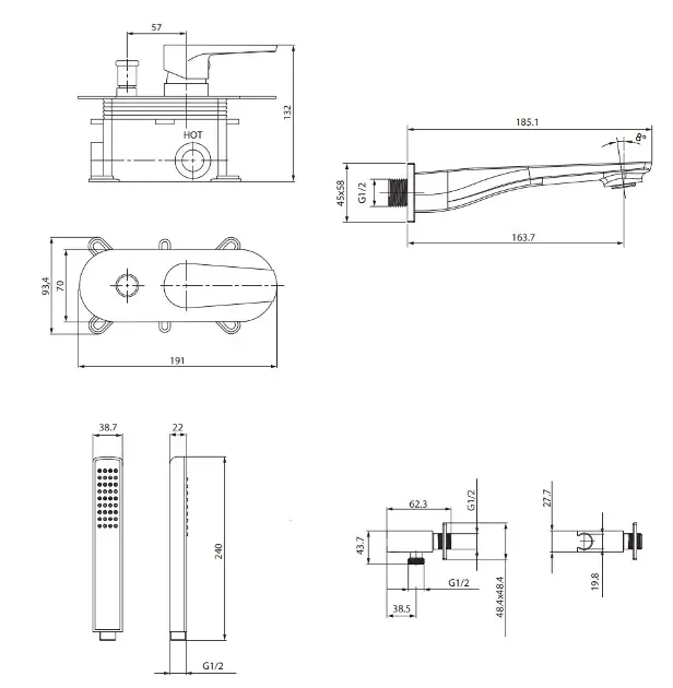 Cersanit - Mille - Kádtöltő csaptelep - S952-037 – 2. kép