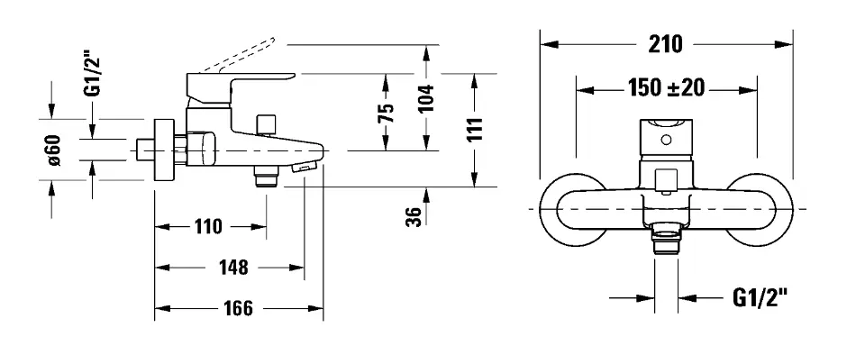 Duravit - A.1 - Kádtöltő csaptelep - A15230001010 – 2. kép
