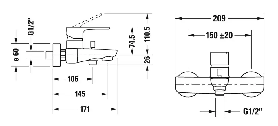 Duravit - B.1 - Kádtöltő csaptelep - B15230000010 – 2. kép