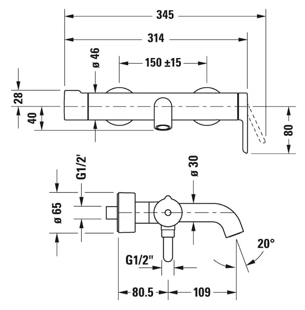 Duravit - C.1 - Kádtöltő csaptelep - C15230000046 – 2. kép
