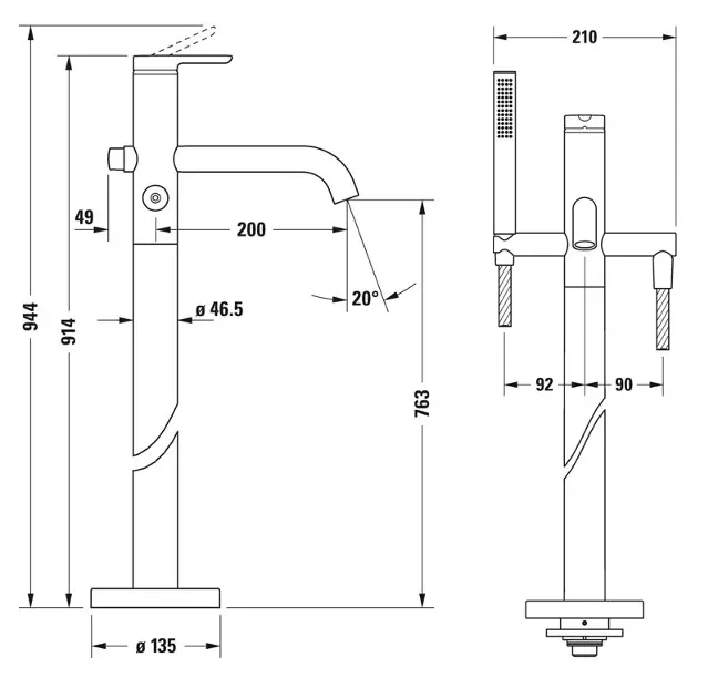 Duravit - C.1 - Kádtöltő csaptelep - C15250000010 – 2. kép