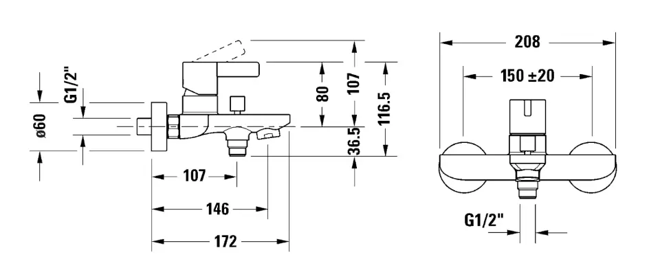 Duravit - D-Neo - Kádtöltő csaptelep - DE5230000010 – 2. kép