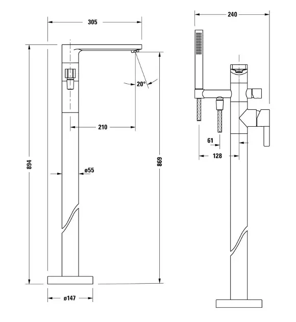 Duravit - D-Neo - Kádtöltő csaptelep - DE5250000010 – 2. kép