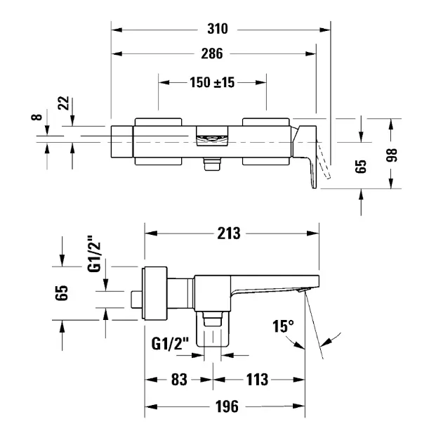 Duravit - Manhattan - Kádtöltő csaptelep - MH5230000046 – 2. kép