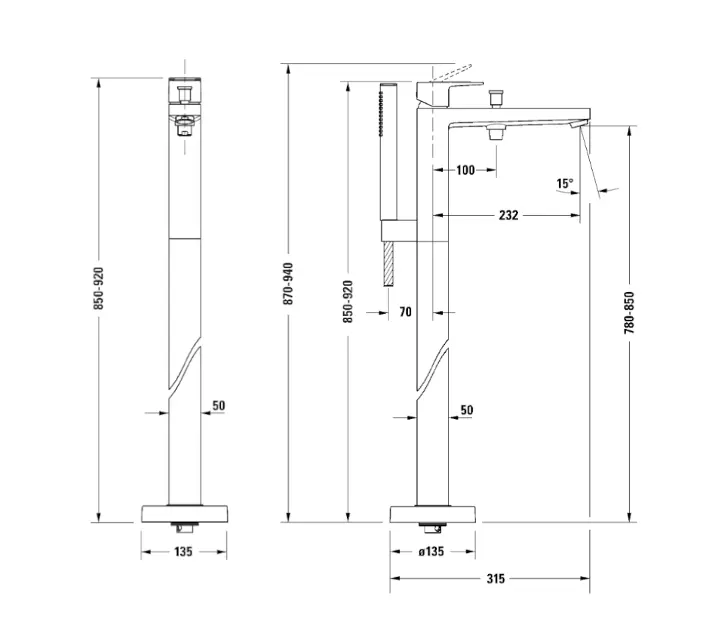 Duravit - Manhattan - Kádtöltő csaptelep - MH5250000010 – 2. kép