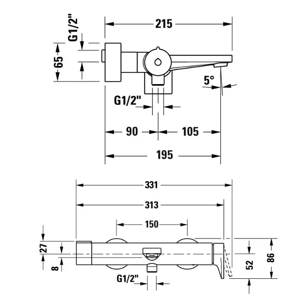 Duravit - Tulum - Kádtöltő csaptelep - TU5230000046 – 2. kép