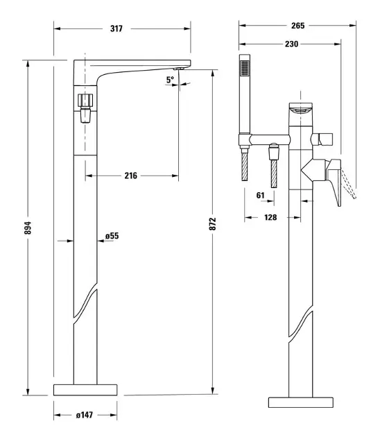 Duravit - Tulum - Kádtöltő csaptelep - TU5250000046 – 2. kép
