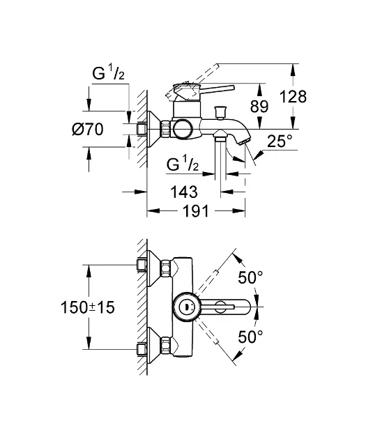 Grohe - BauClassic - Kádtöltő csaptelep - 32865000 – 2. kép