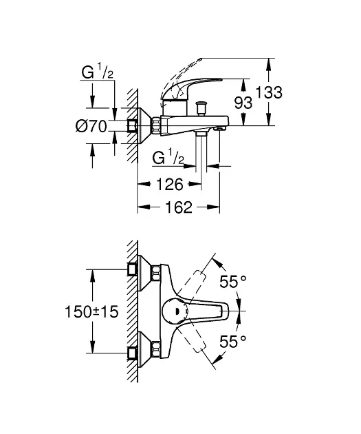 Grohe - BauCurve - Kádtöltő csaptelep - 23599000 – 2. kép