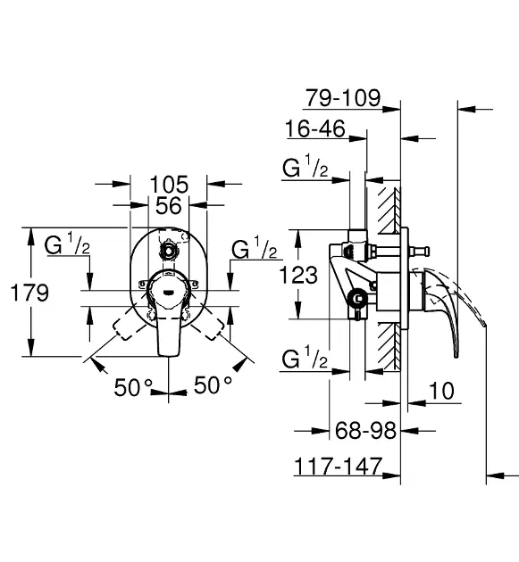 Grohe - BauCurve - Kádtöltő csaptelep - 29043000 – 2. kép