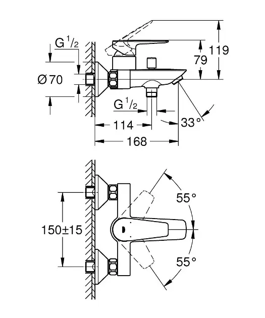Grohe - BauEdge - Kádtöltő csaptelep - 23605001 – 2. kép