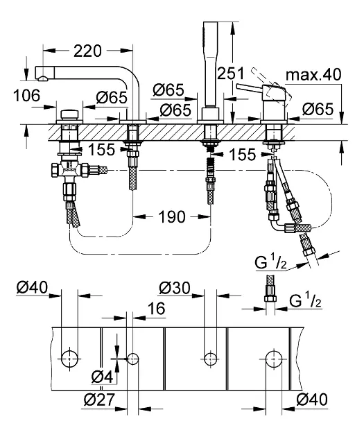 Grohe - Concetto - Kádtöltő csaptelep - 19576002 – 2. kép