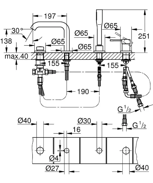 Grohe - Essence - Kádtöltő csaptelep - 19578001 – 2. kép