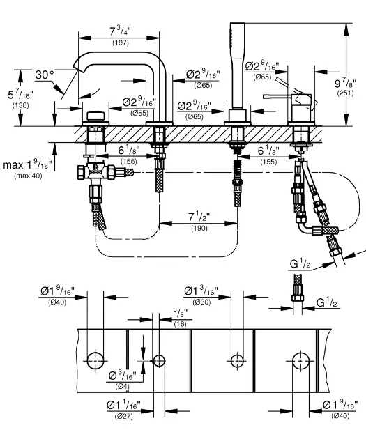 Grohe - Essence - Kádtöltő csaptelep - 19578AL1 – 2. kép