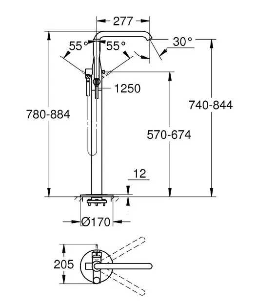 Grohe - Essence - Kádtöltő csaptelep - 23491001 – 2. kép
